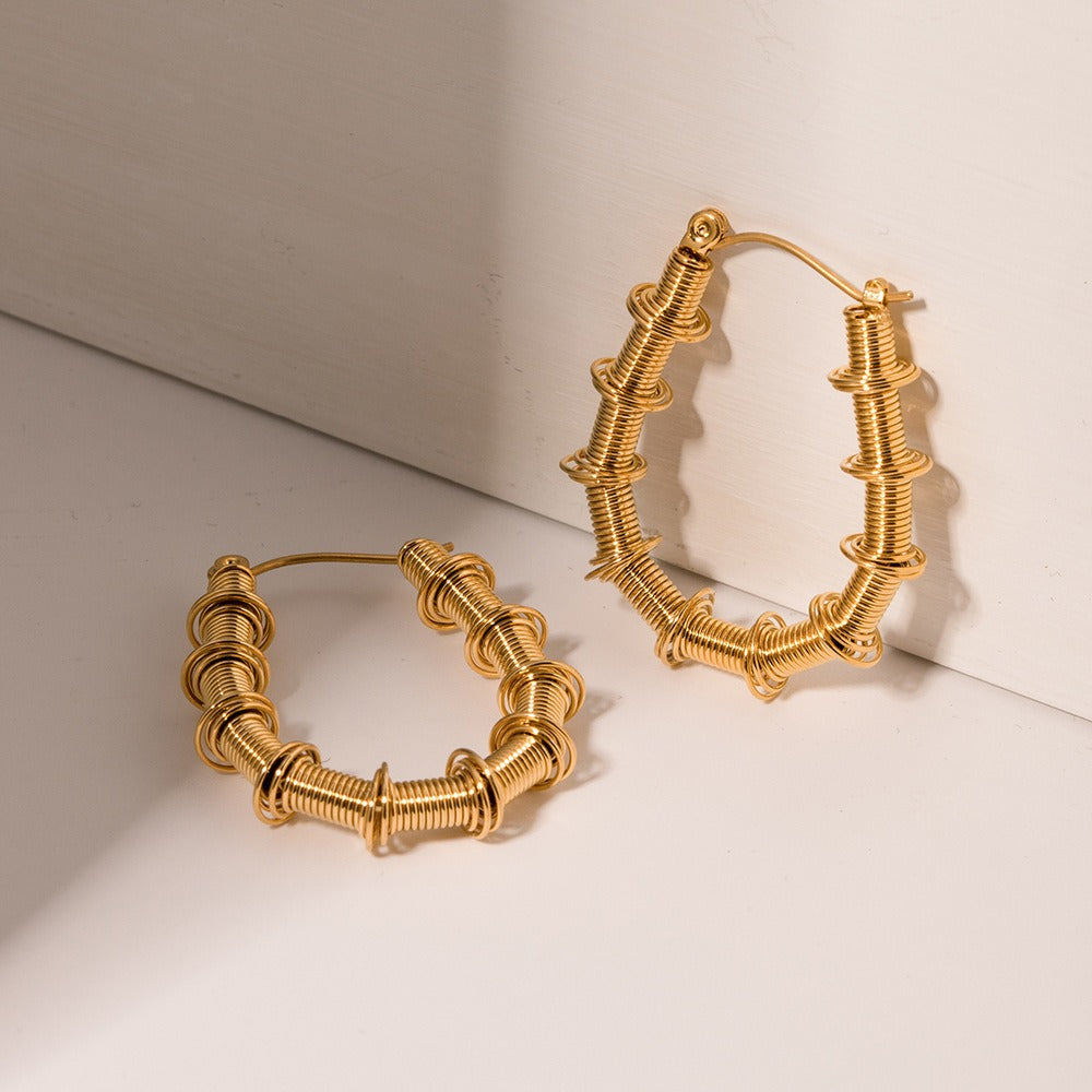 U-Shaped Coil Gold Plated Earrings