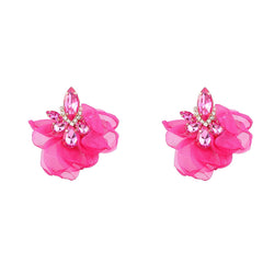 Elegant Vintage Alloy Diamond Flower Earrings