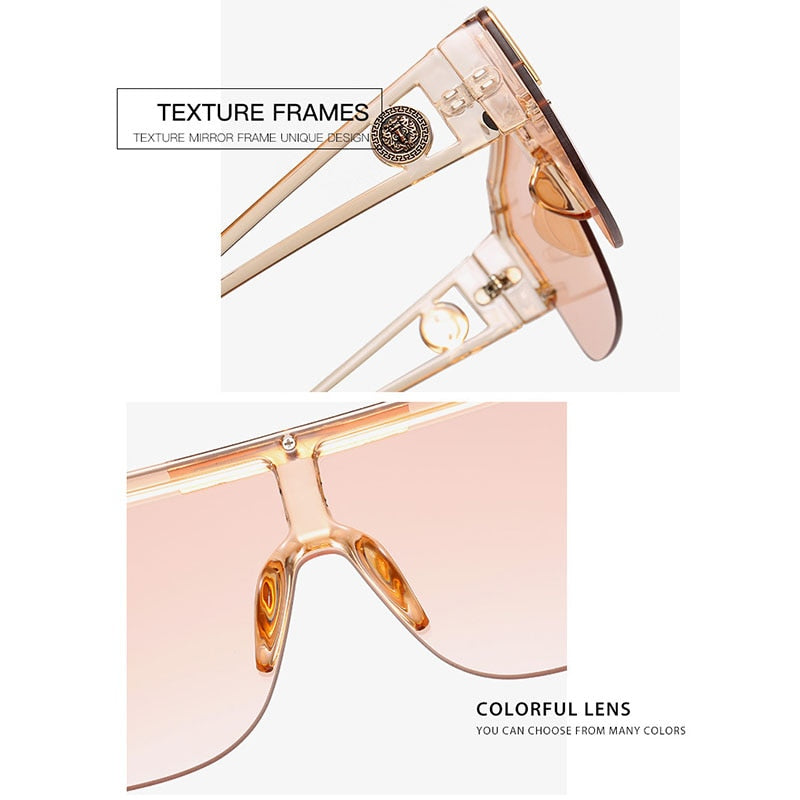 Oversized Square Semi-Rimless Sunglasses