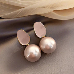 Enamel Faux Pearls Drop Earrings