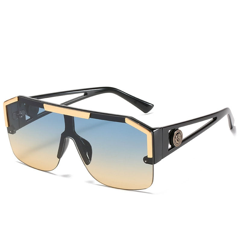 Oversized Square Semi-Rimless Sunglasses