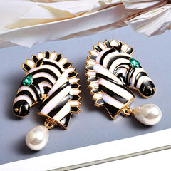 Zebra Pearl Drop Earrings