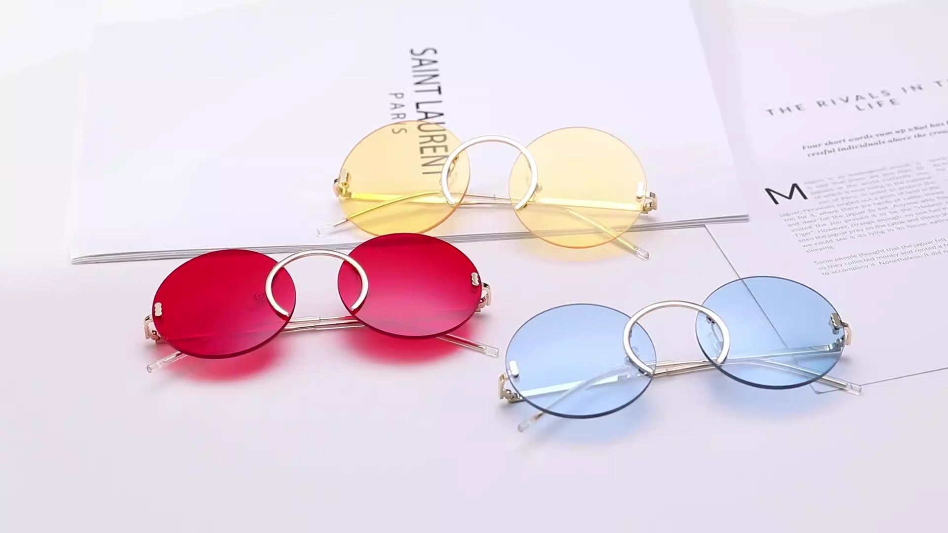 Round Frame Rimless UV400 Sunglasses