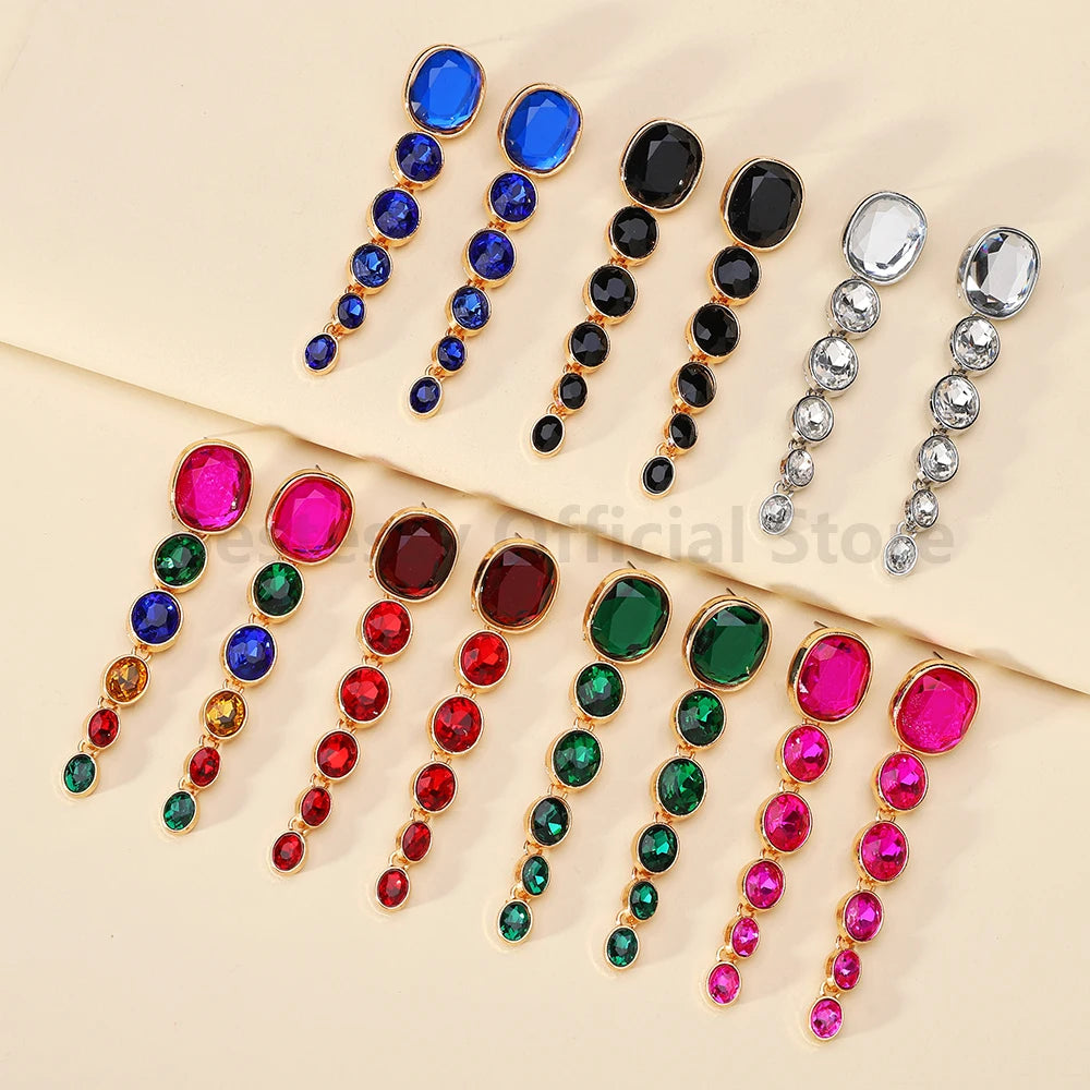 Multicolor Oval Drop Earrings