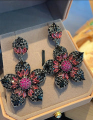 Flower Zirconia Dangling Earrings