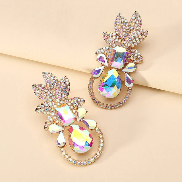 Pineapple Rhinestones Dangle Drop Earrings