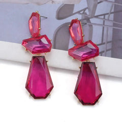 Multilayer Geometric Resin Drop Earrings