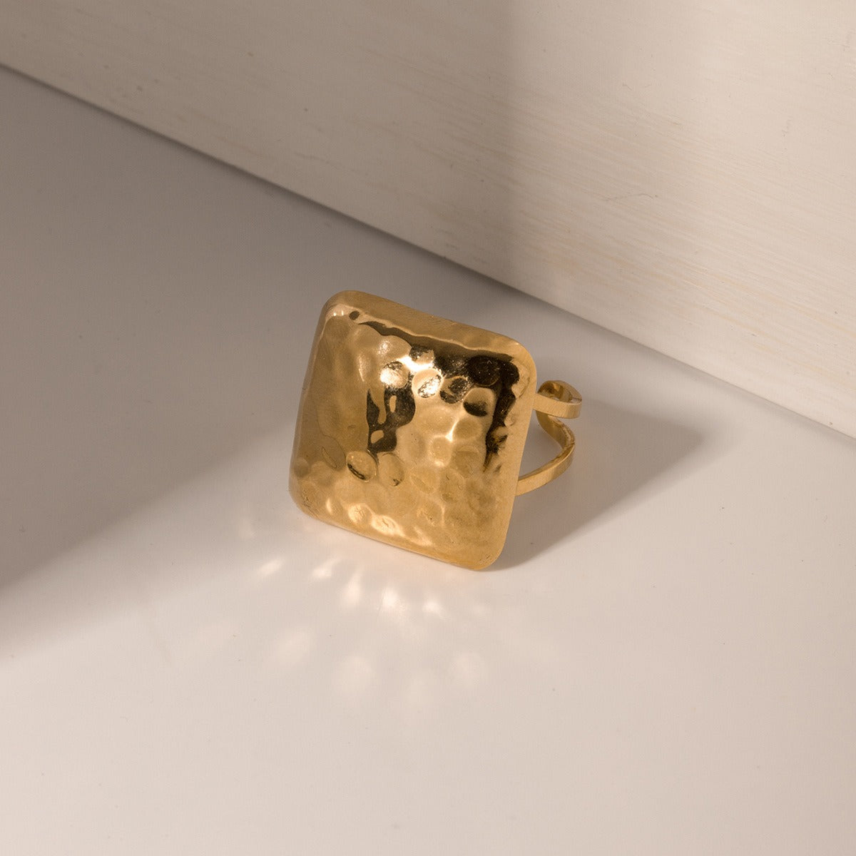 Square Open Gold Plated Ring