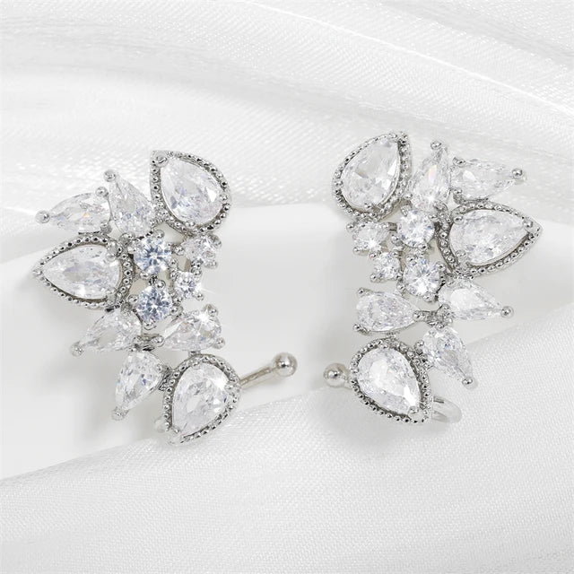 Zirconia Crystal Flower Earrings