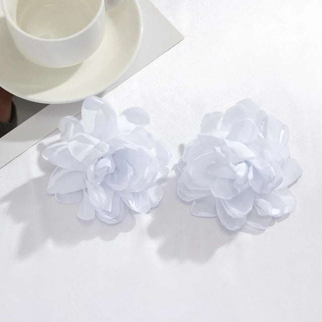 Large Flower Fabric Earrings