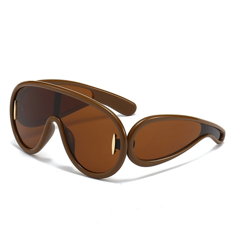 One-piece Oval Large Frame Sunglasses