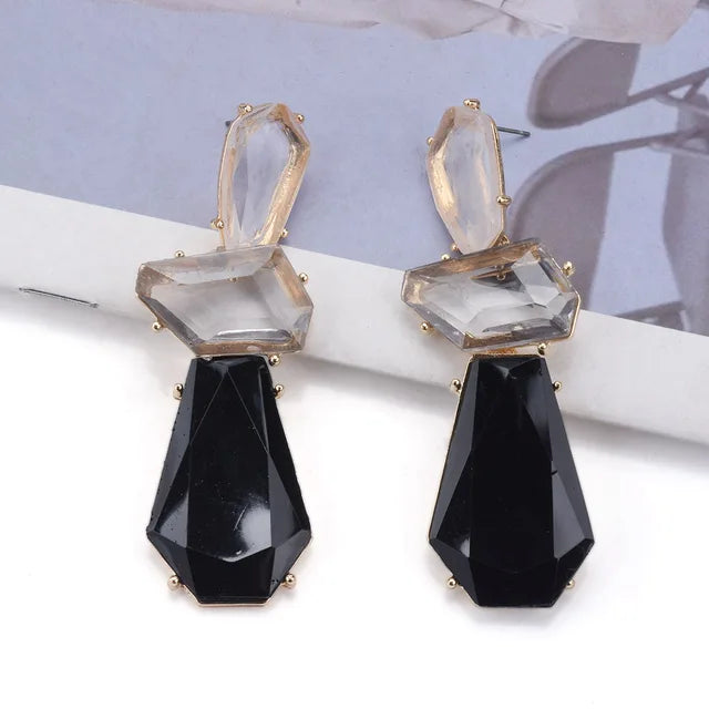 Multilayer Geometric Resin Drop Earrings