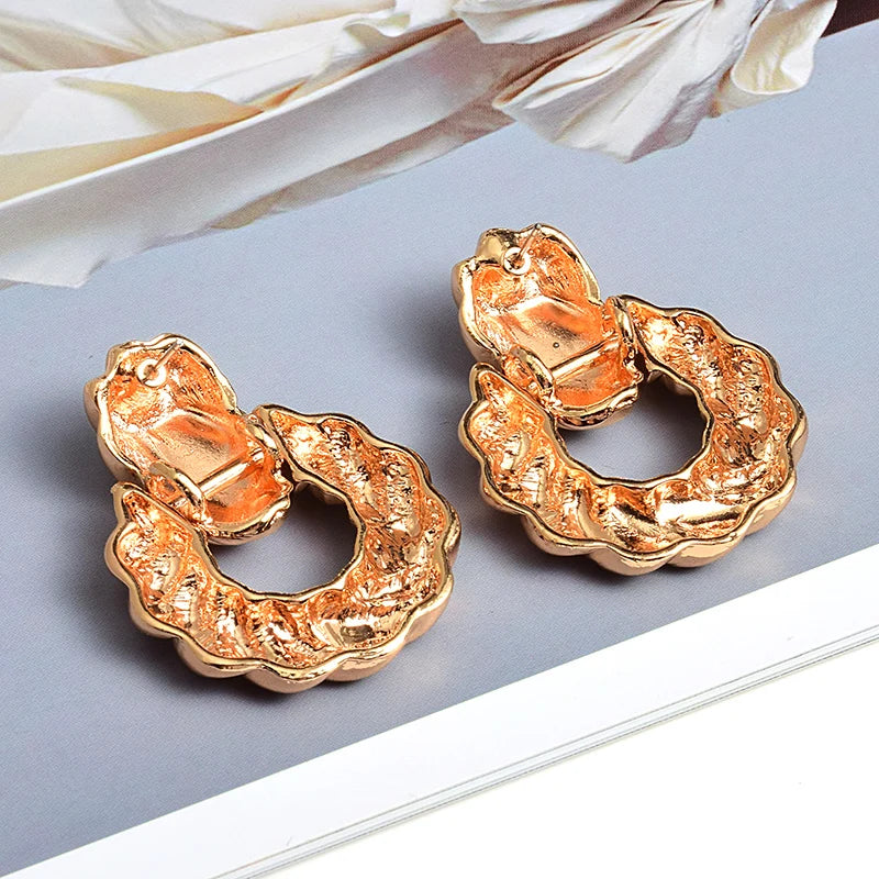 Twisted Hoops Drop Stud Earrings