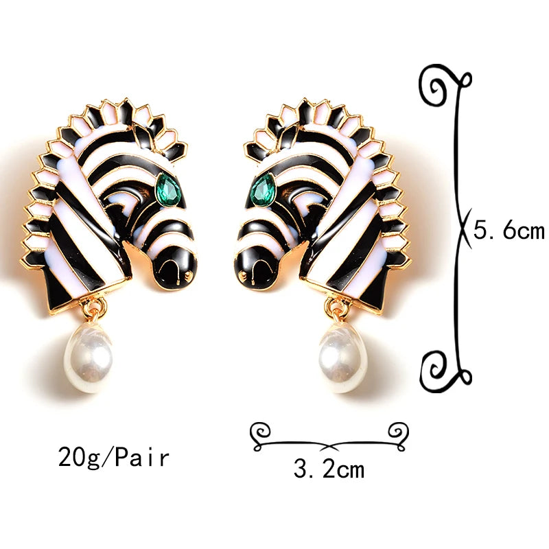 Zebra Pearl Drop Earrings