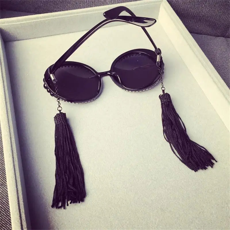 Tasseled Faux Pearl Frame Sunglasses