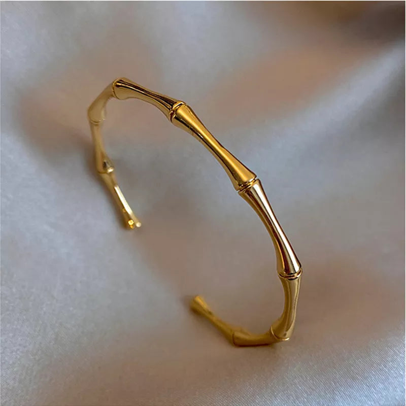 Bamboo Gold Plated Open Bracelet