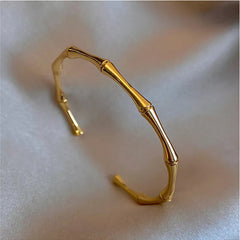 Bamboo Gold Plated Open Bracelet