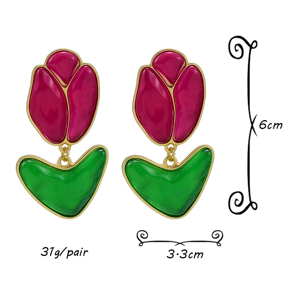 Tulips Resin Drop Earrings