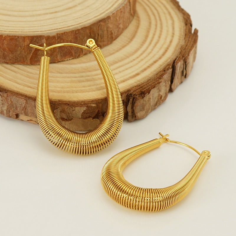 U-Shaped Coil Hoop Earrings