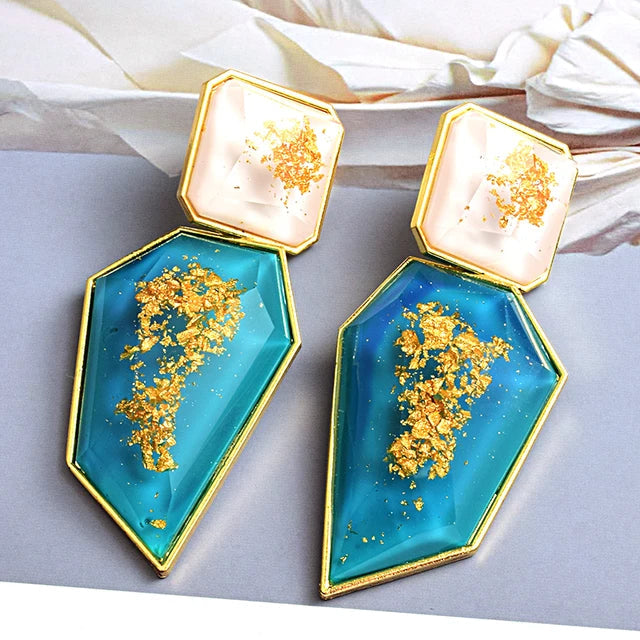 Geometric Shapes Resin Drop Earrings