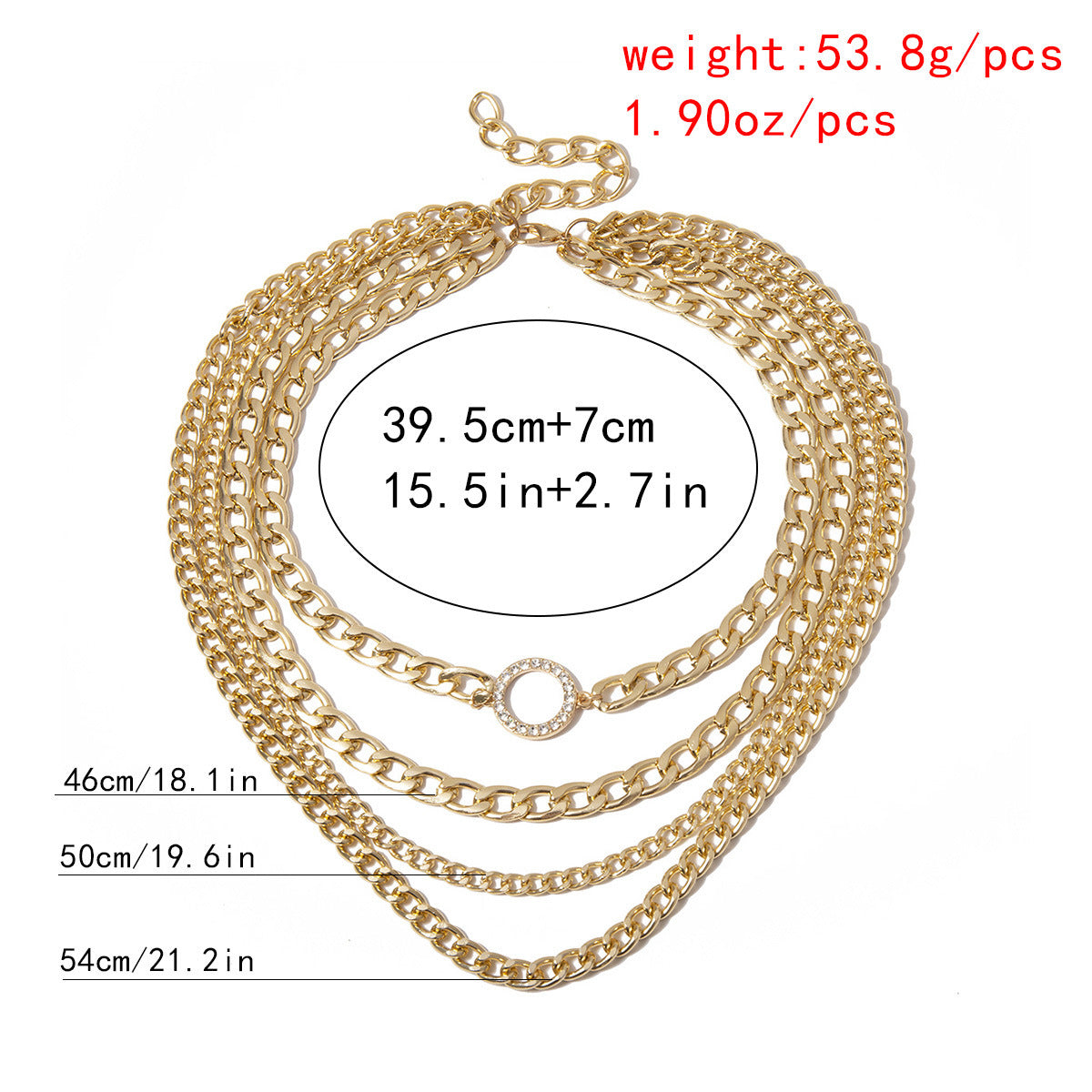 Ring Center Layered Chain Necklace