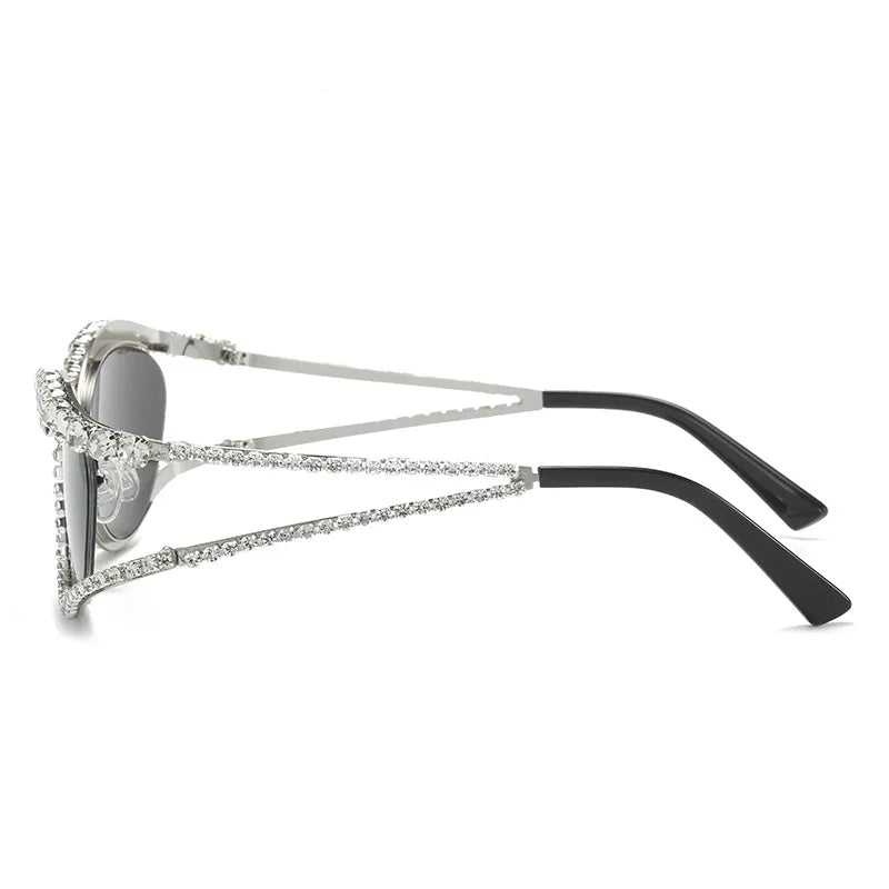 Rhinestones Cutout Frame Sunglasses