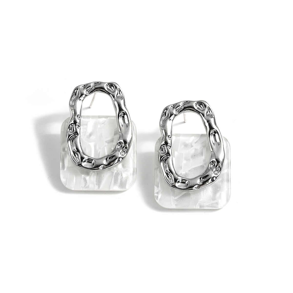 Elegant Square Acrylic Resin Pearl Earrings