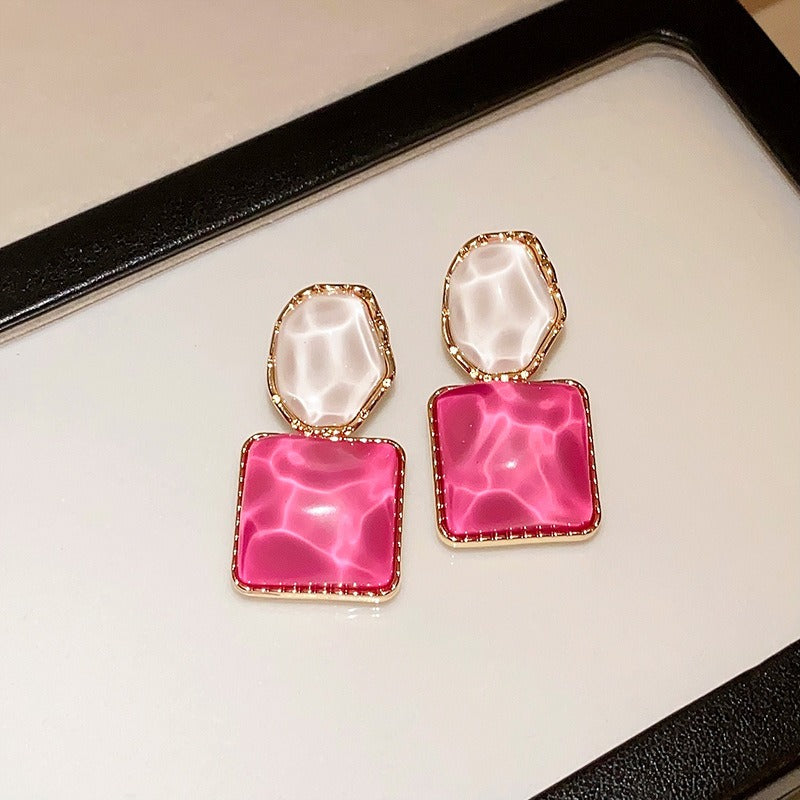 Pre Order:  Sparkling Geometric Resin Square Drop Earrings