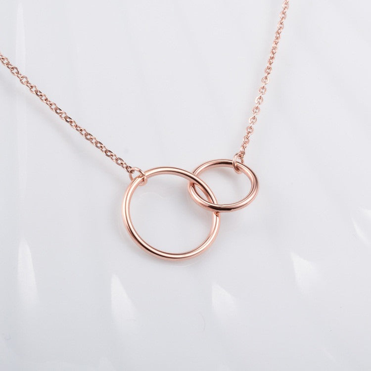 Double Ring Plated Silver Necklace