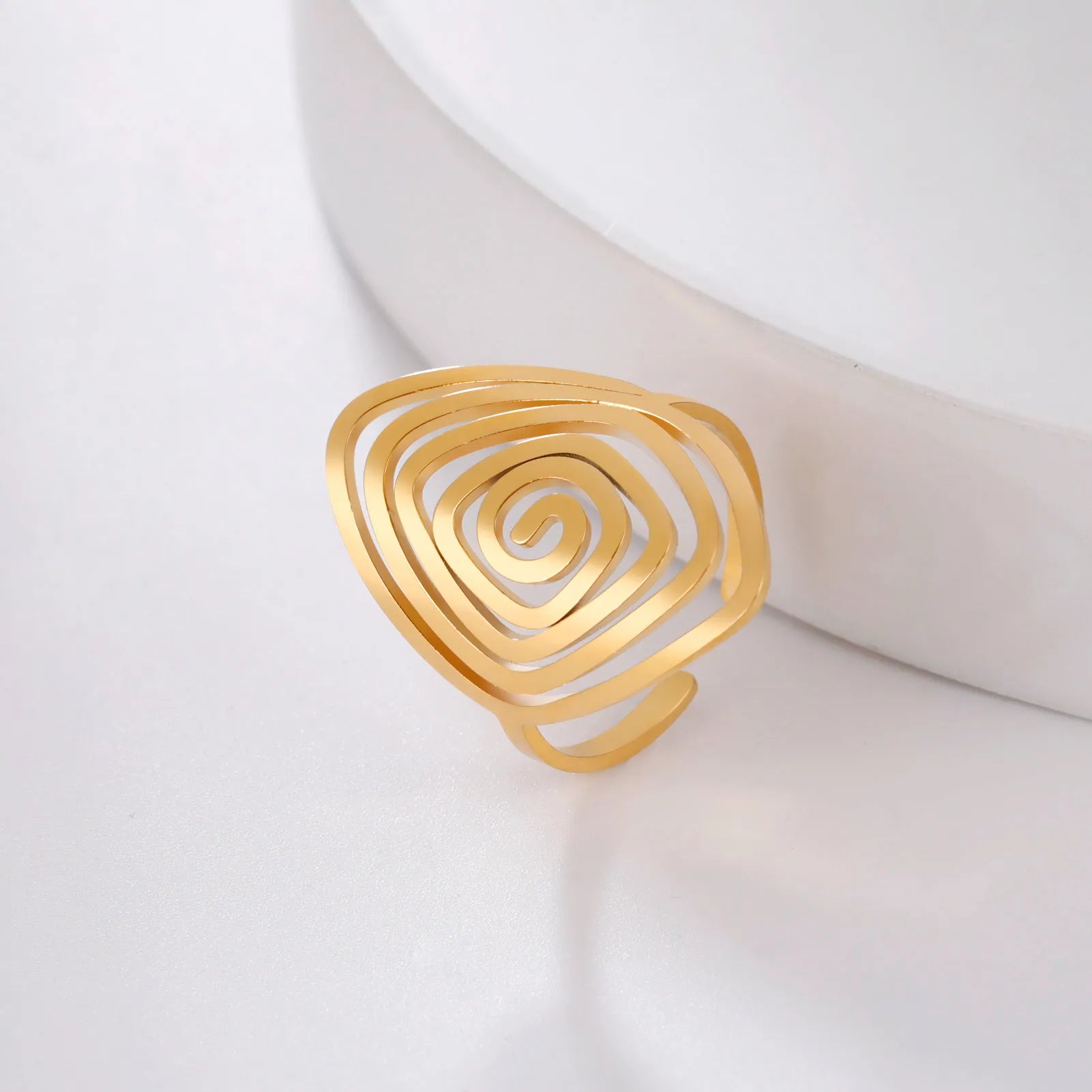 Spiral Maze Stainless Steel Ring