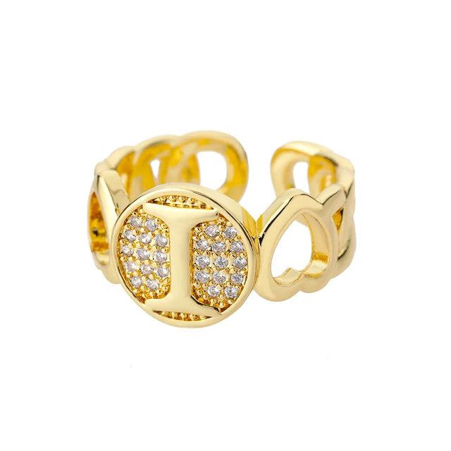 Alphabet Gold Plated Resizable Ring