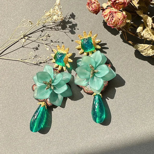 Exaggerated Tassel Flower Earrings