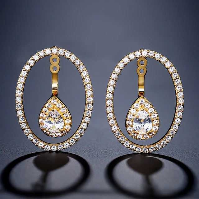 Round Zircon Water Drop Earrings