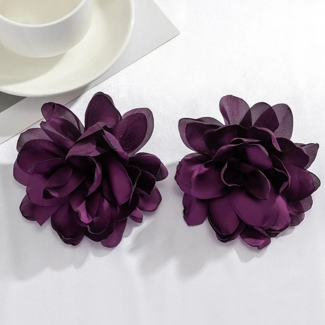 Large Flower Fabric Earrings