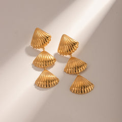 Three Tier Shells Dangling Earrings