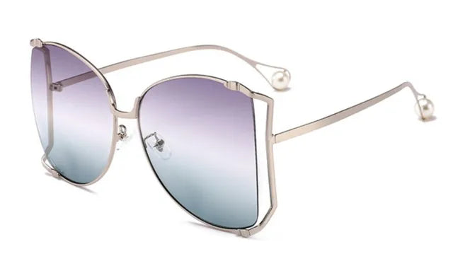 Pearl Temple Tips Square Sunglasses