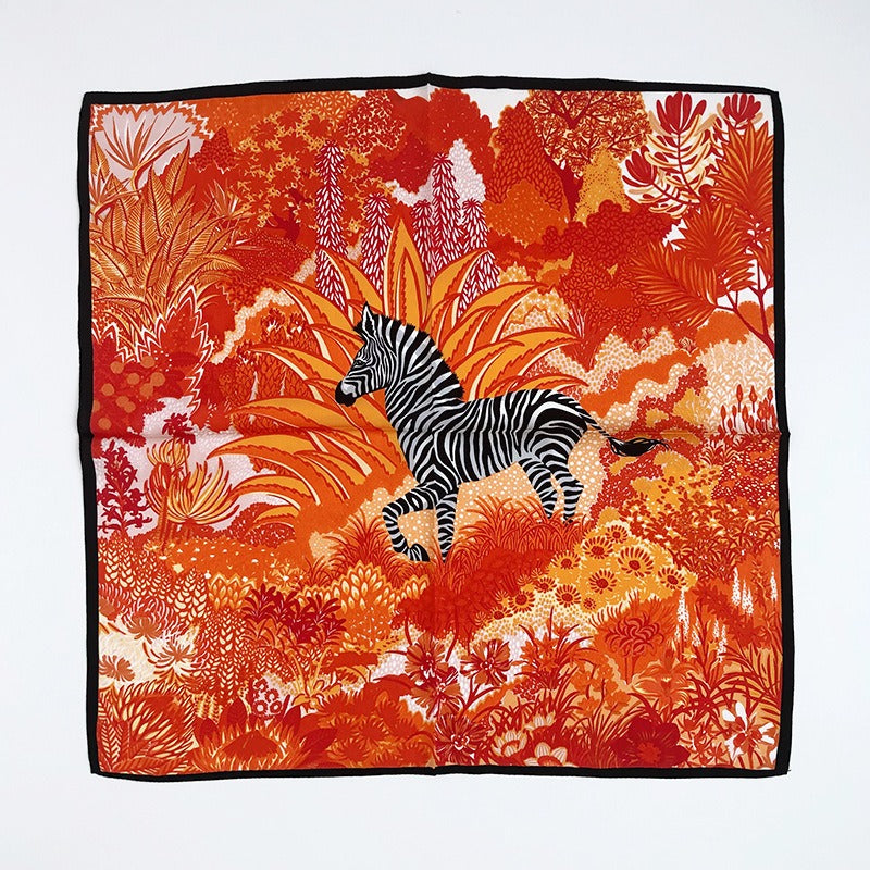 Colorful Floral Striped Zebra Small Square Scarf