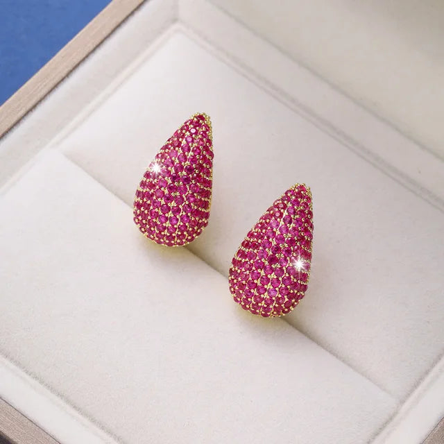 Chunky Zircon Teardrop Stud Earrings