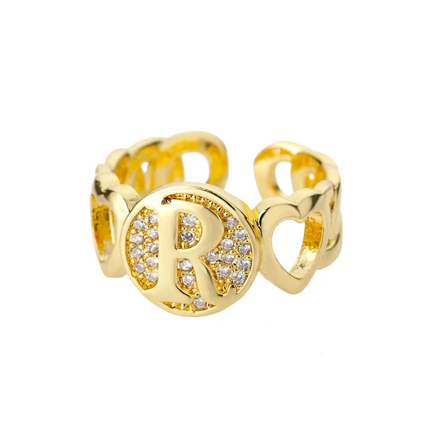 Alphabet Gold Plated Resizable Ring