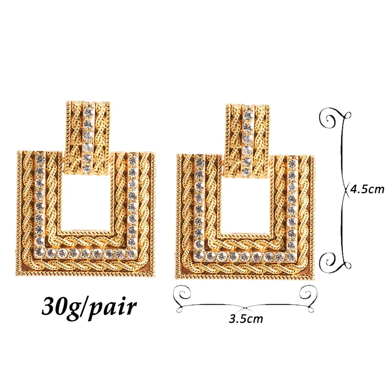 Rhinestone Embellished Square Stud Earrings