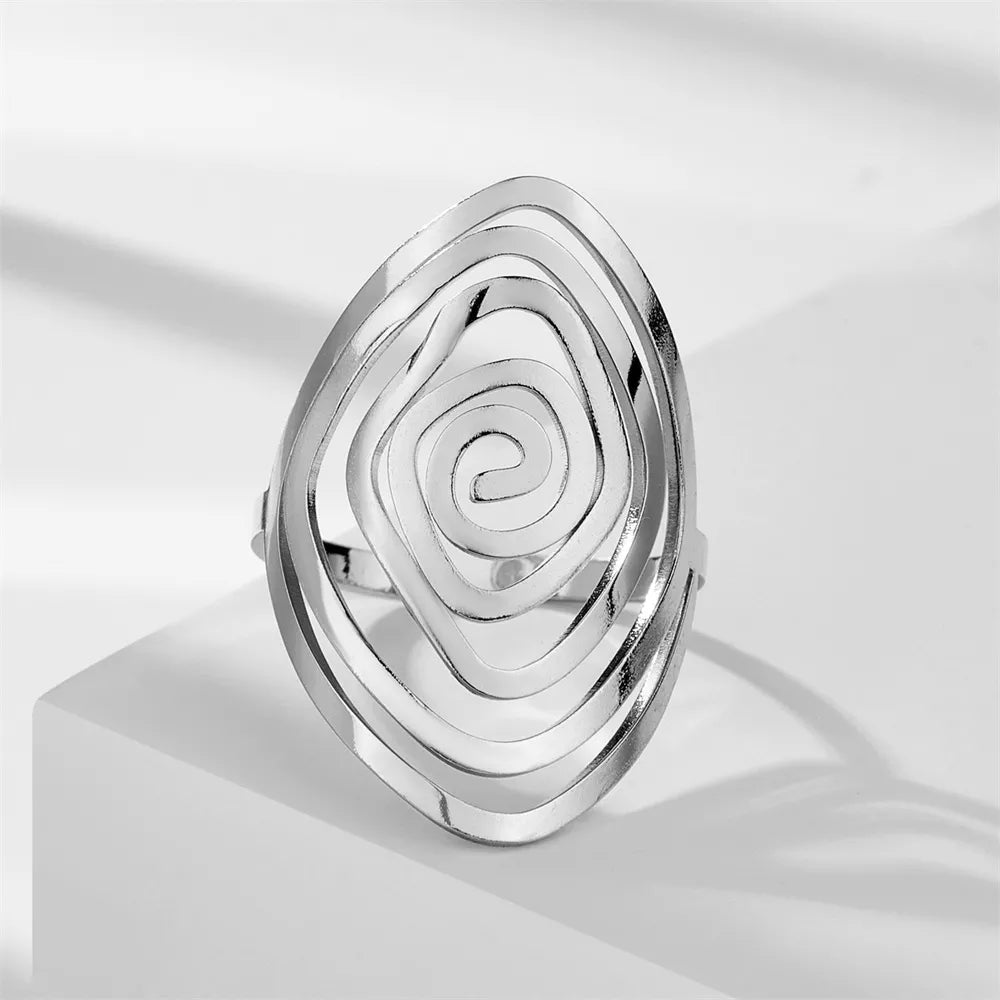 Spiral Maze Stainless Steel Ring