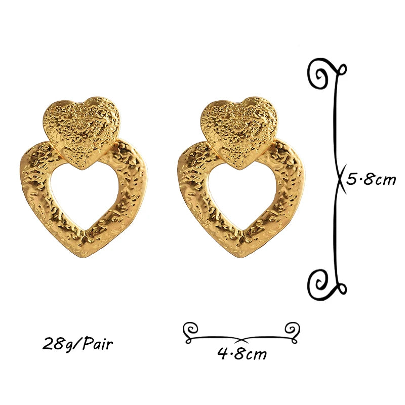 Double Hearts Drop Earrings