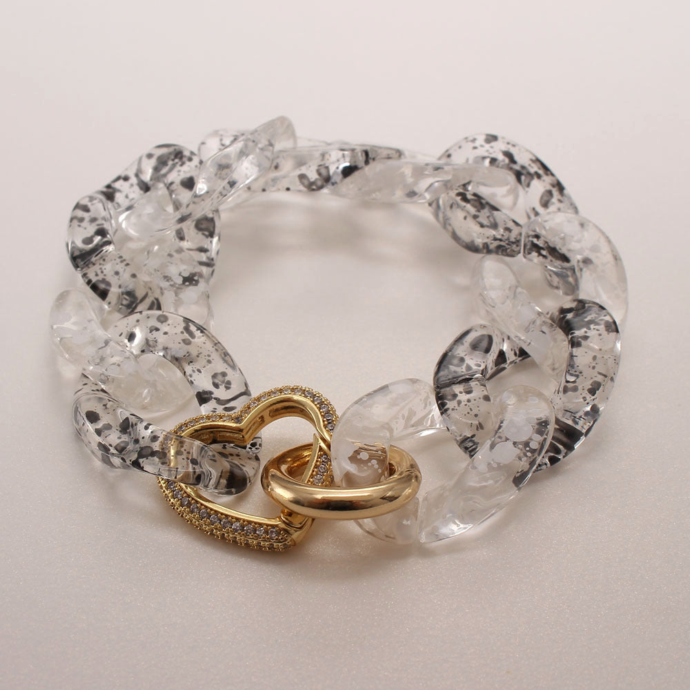 Zircon Charm Link Resin Bracelet