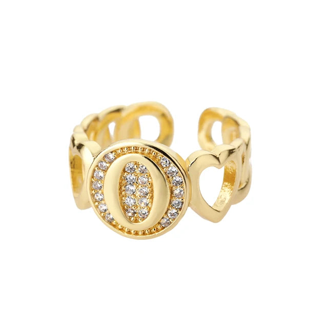 Alphabet Gold Plated Resizable Ring