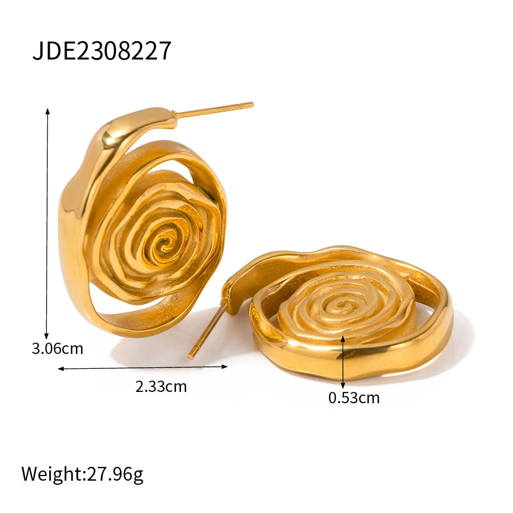 Spiral Rosette Gold Plated Earrings