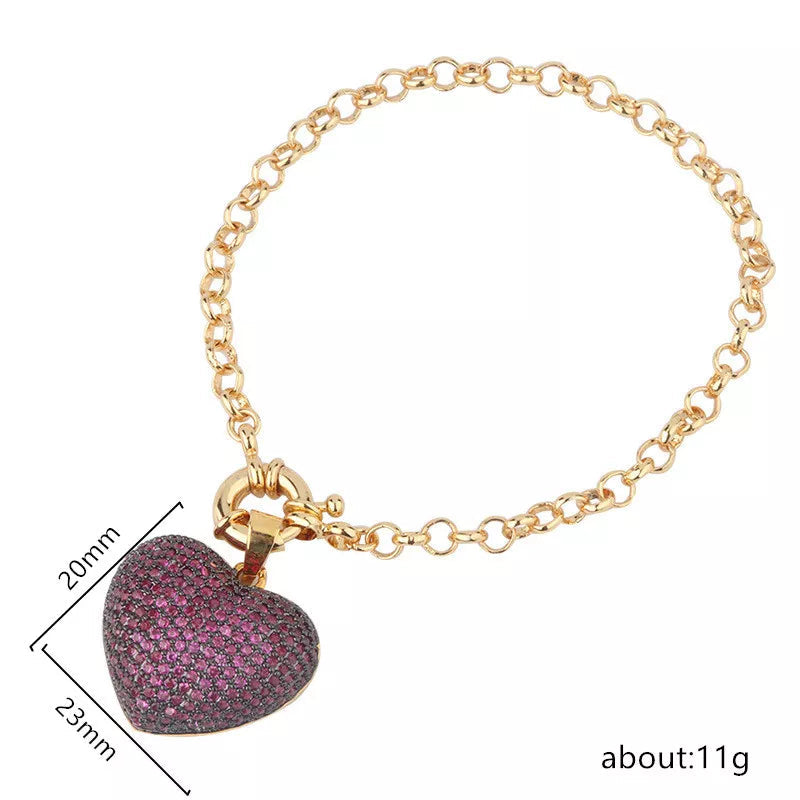 Heart Micro-Set Zircon Plated Bracelet