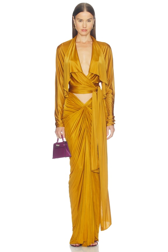 Open Neck Draped Viscose Jersey Top