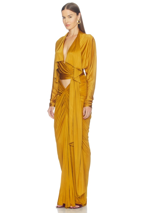 Open Neck Draped Viscose Jersey Top