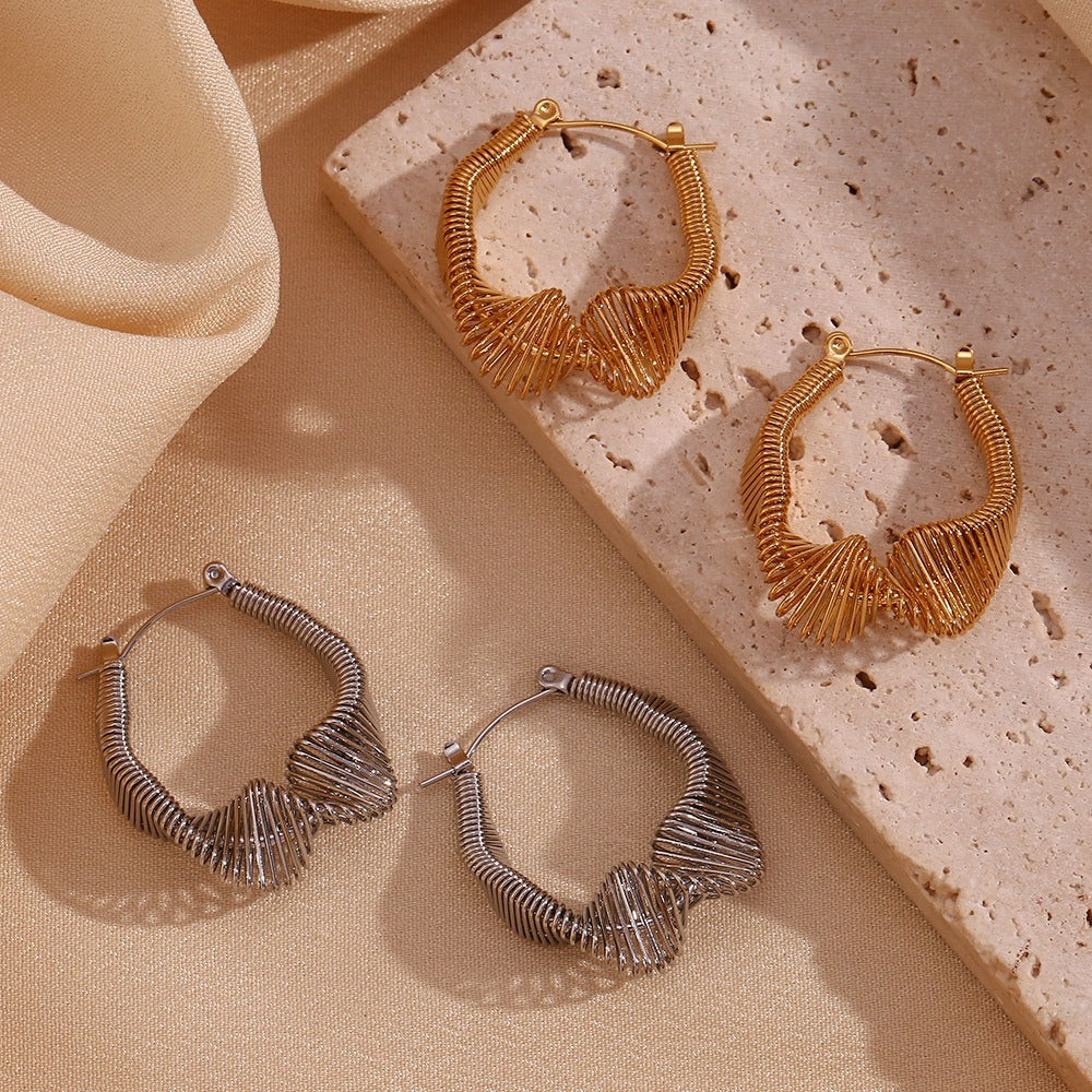 Twisted Coil Hoop Plated Earrings