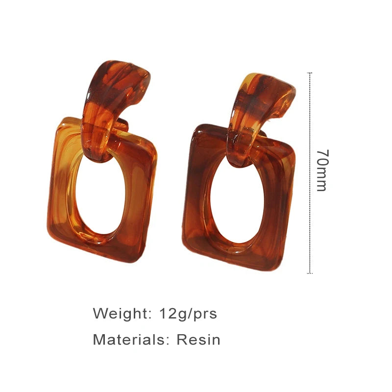 Marbled Resin Square Drop Earrings